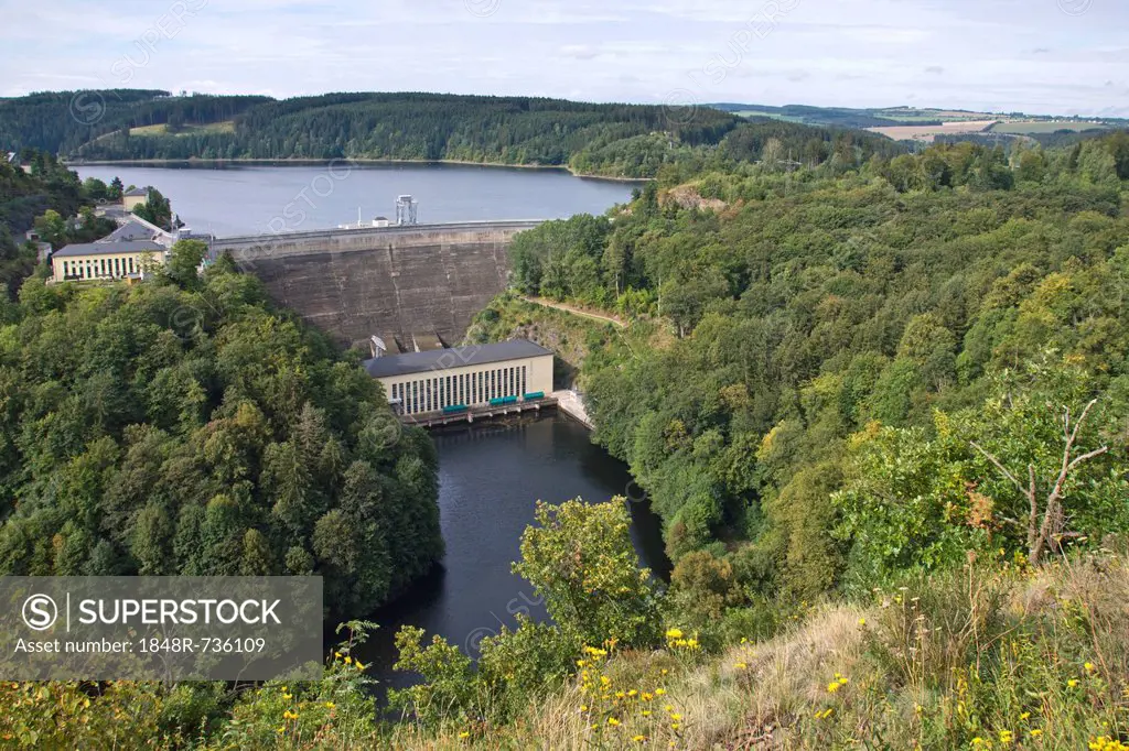 Bleilochtalsperre dam, Bleiberge, eastern Thuringia, Germany, Europe