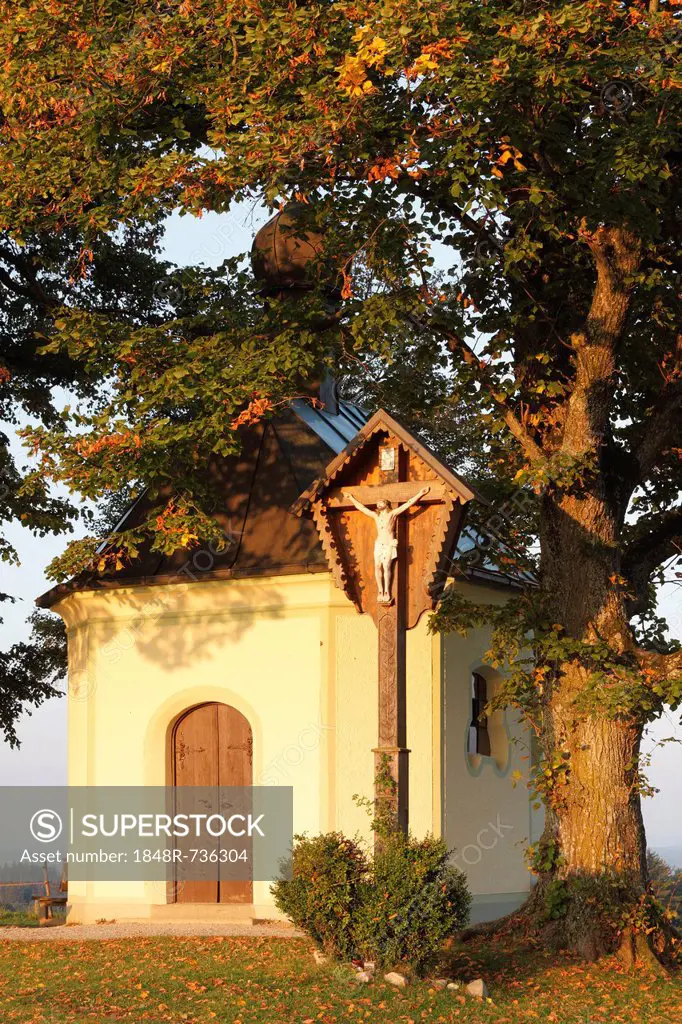 Maria-Dank-Kapelle, Mary's Chapel, on Fuerst-Tegernberg mountain near Degerndorf, Muensing, five lakes area, Upper Bavaria, Germany, Europe, PublicGro...