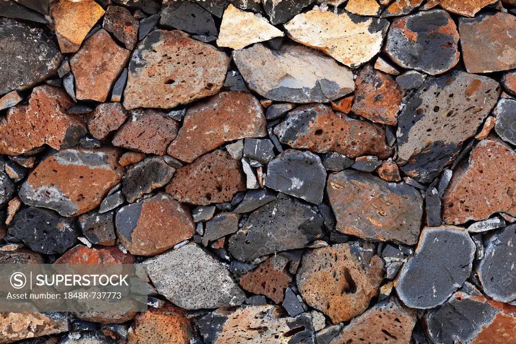 Typical dry stone wall on the Canary Islands, background, La Palma, La Isla Verde, Canary Islands, Islas Canarias, Spain, Europe