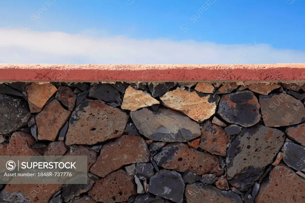 Typical dry stone wall on the Canary Islands, La Palma, La Isla Verde, Canary Islands, Islas Canarias, Spain, Europe