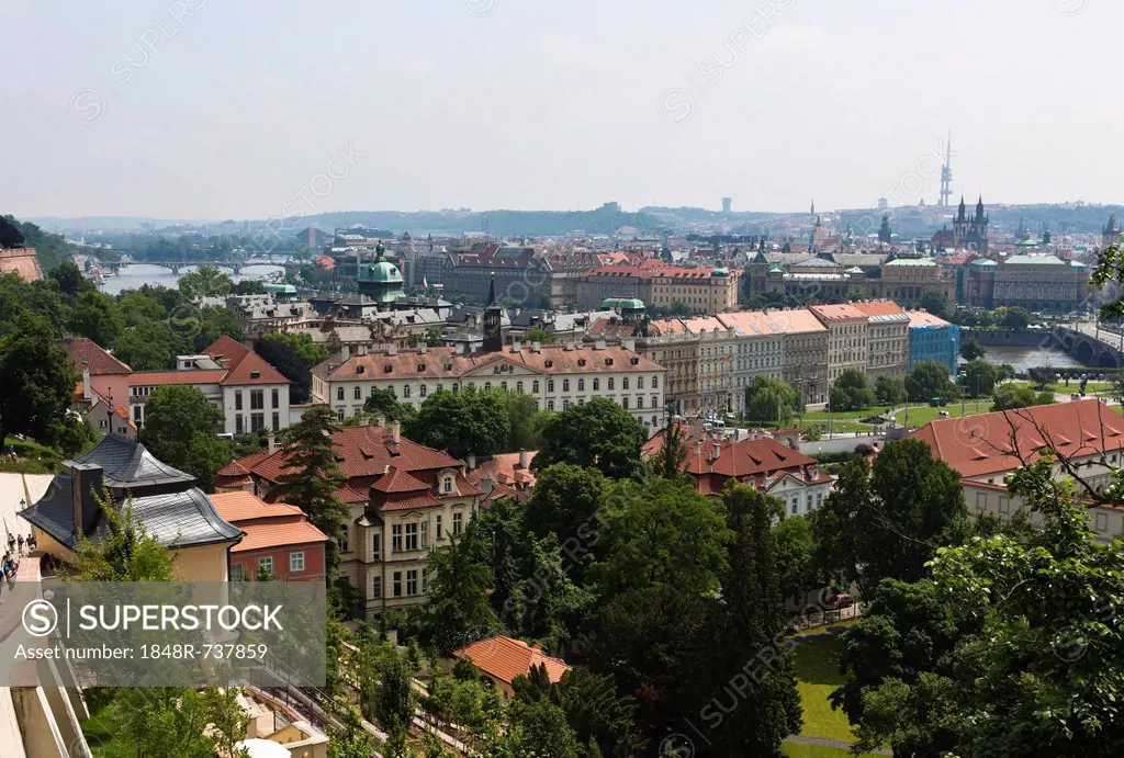 View from Hradschin, Prague Castle, over the city of Prague, Bohemia, Czech Republic, Europe