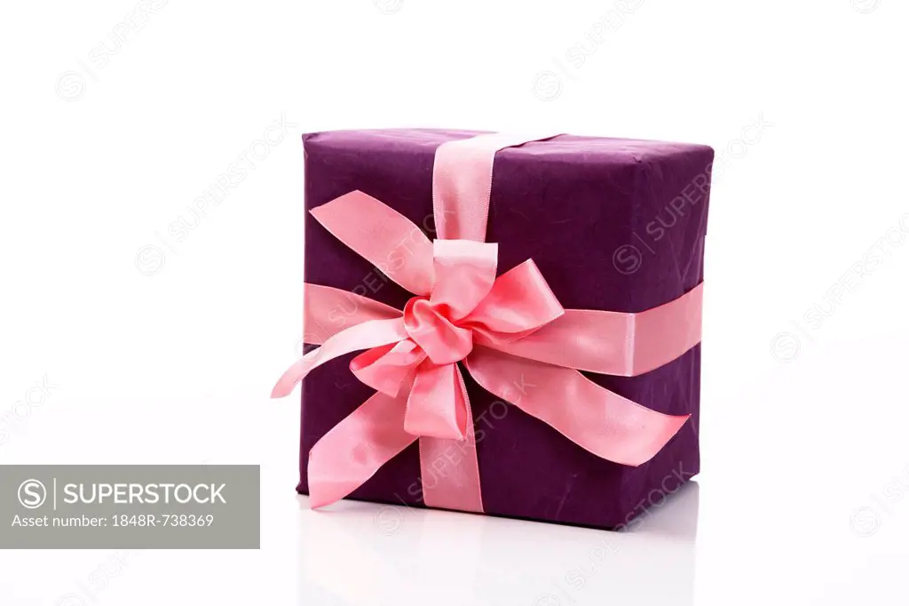 Purple gift with a pink ribbon