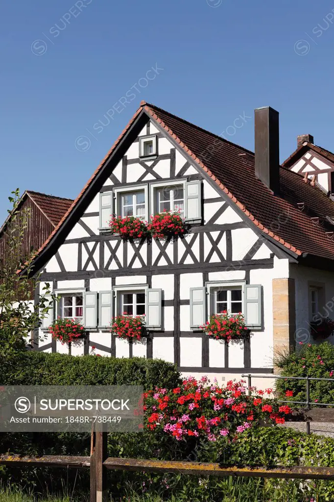 Half-timbered house in Frankendorf, municipality of Buttenheim, Little Switzerland, Upper Franconia, Franconia, Bavaria, Germany, Europe, PublicGround