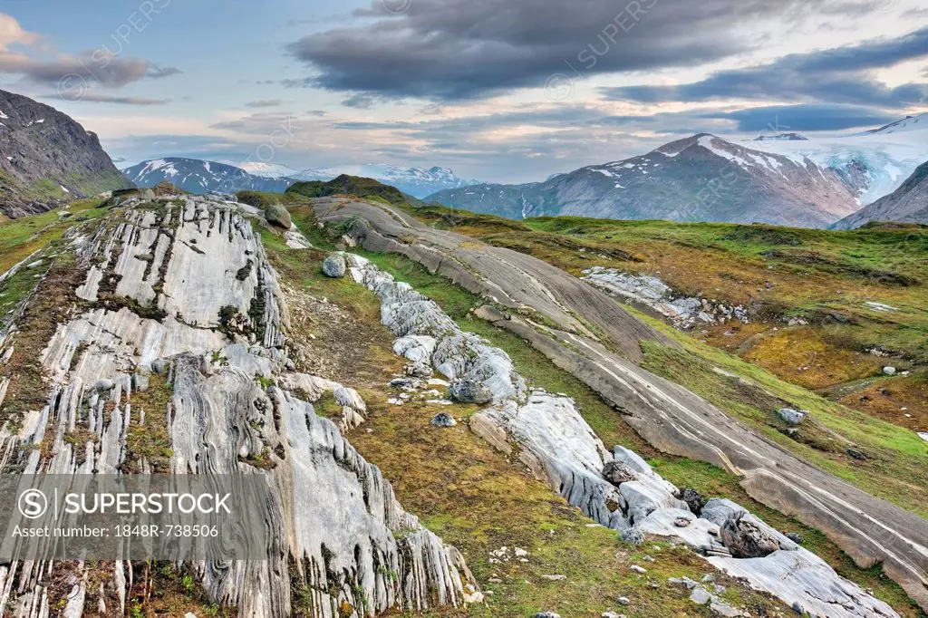 Glacier way in Glomdalen valley, Saltfjellet-Svartisen National Park, Nordland county, Norway, Scandinavia, Europe