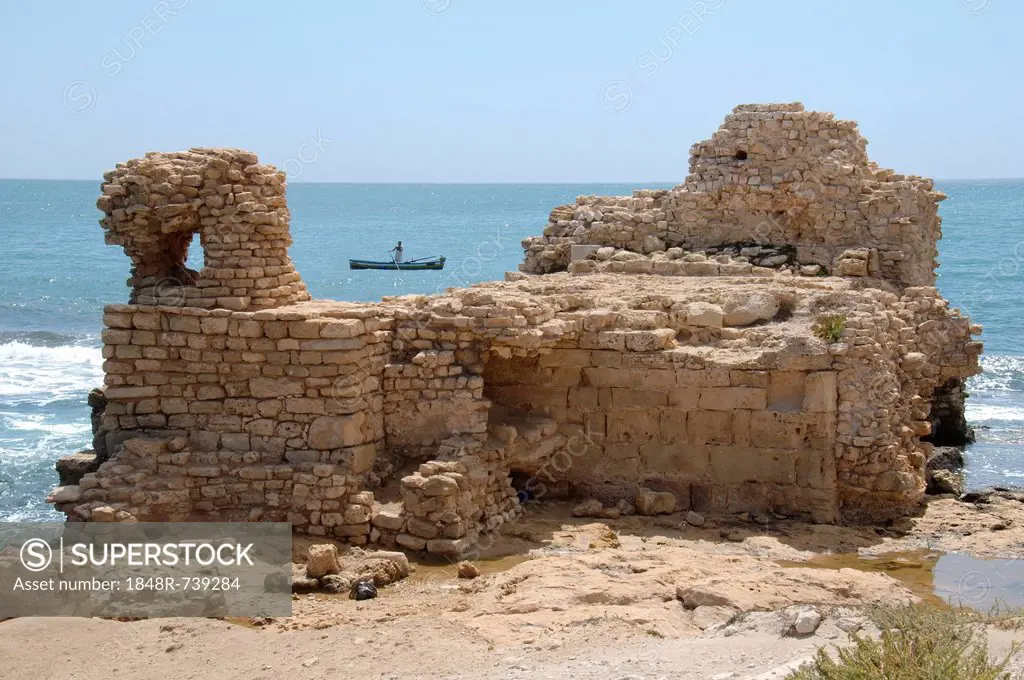 Ruin on the beach, Mahdia, Tunis, Africa