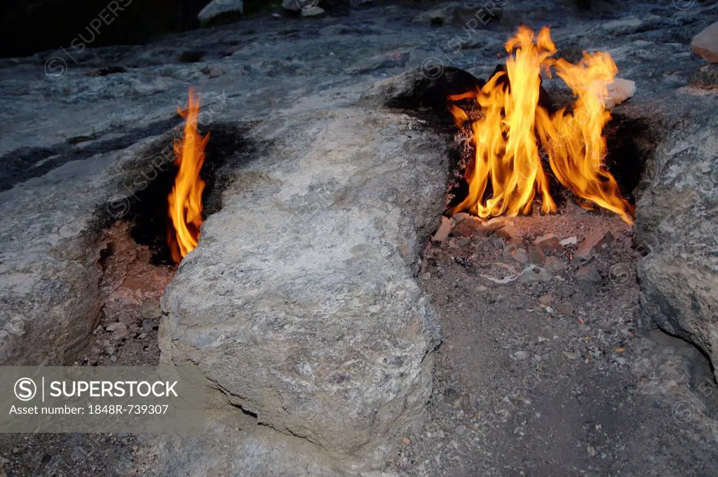 Burning gas vents, Chimeras, Mount Chimaera, Lycia, Turkey, Western Asia