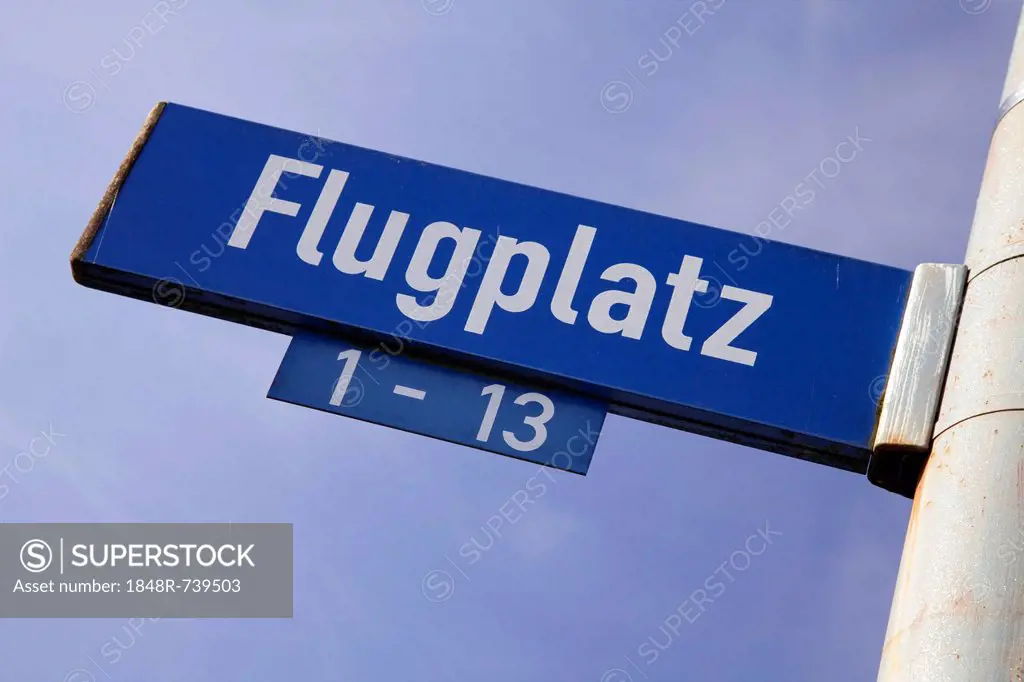 Sign, Flugplatz or airport, Dortmund, Ruhrgebiet region, North Rhine-Westphalia, Germany, Europe, PublicGround