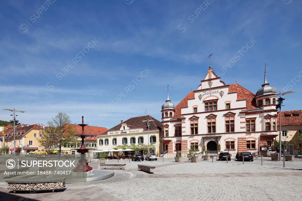 Town hall on Hauptplatz square, Hartberg, East Styria, Styria, Austria, Europe, PublicGround