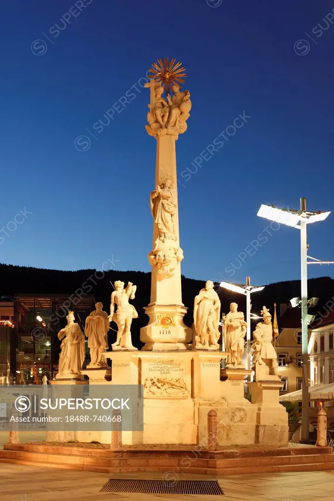 Plague column on Hauptplatz square, Leoben, Upper Styria, Styria, Austria, Europe