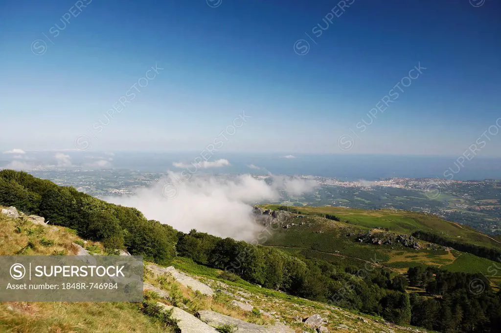 Landscape at La Rhune Mountain, 905m, Basque Country, Pyrenees, Aquitaine region, department of Pyrénées-Atlantiques, France, Europe