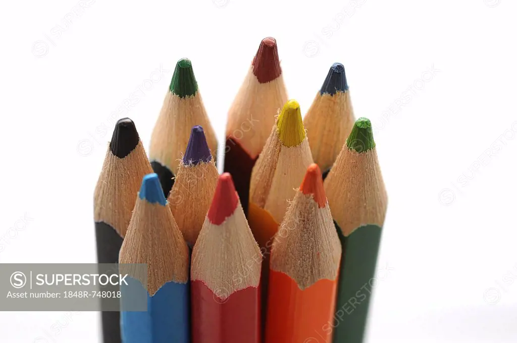 Wooden coloured pencils viewed from above