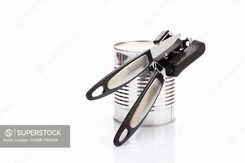 Can or tin opener with a tin can