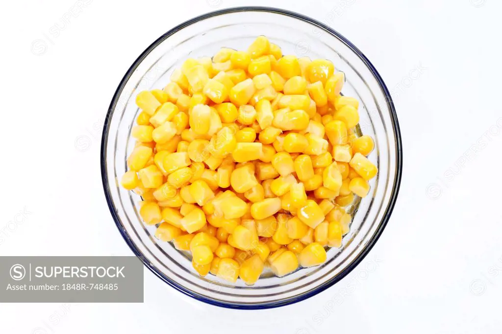 Corn out of the can in a glass bowl