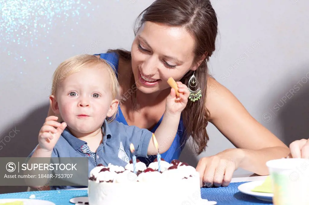 Mother and child at the child's birthday party