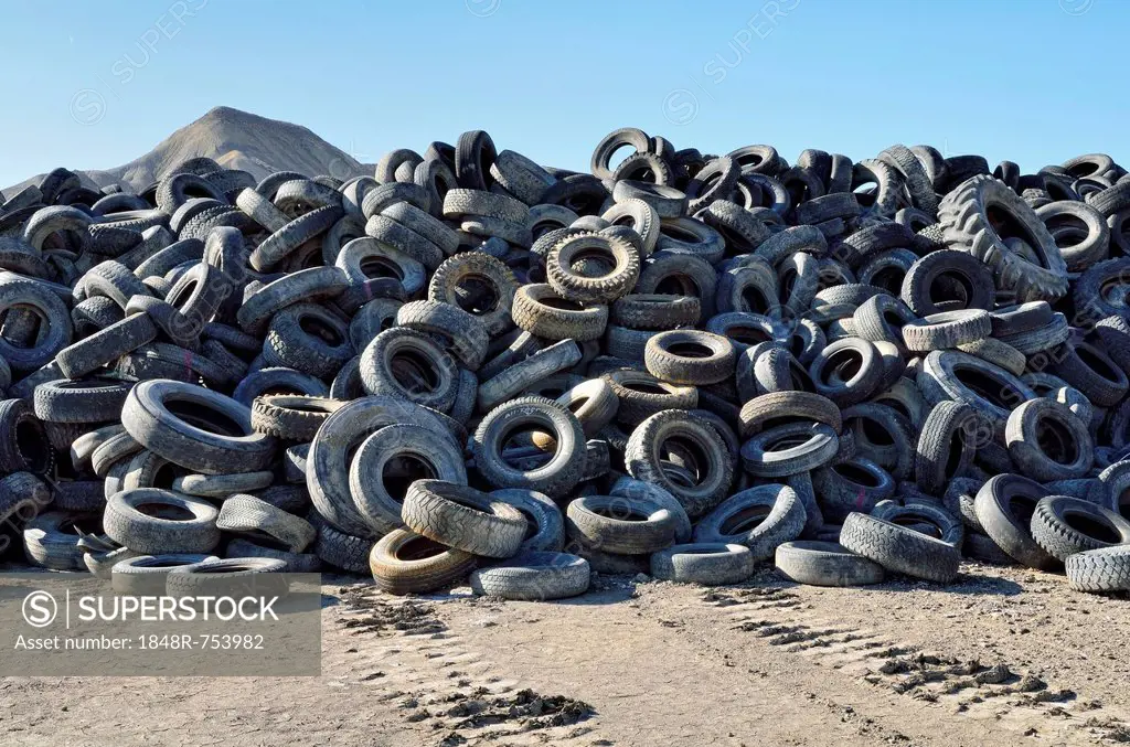 Scrap tyre dump at the Adobe Buttes landfill site, Delta, Colorado, USA