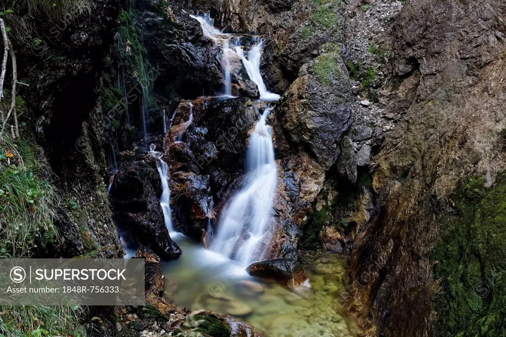 Waterfall in the Wasserlochklamm gorge near Palfau, Liezen, Upper Styria, Styria, Austria, Europe