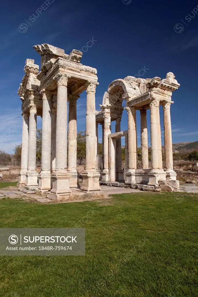 Tetrapylon in the ancient city of Aphrodisias, current city of Geyre, Turkey