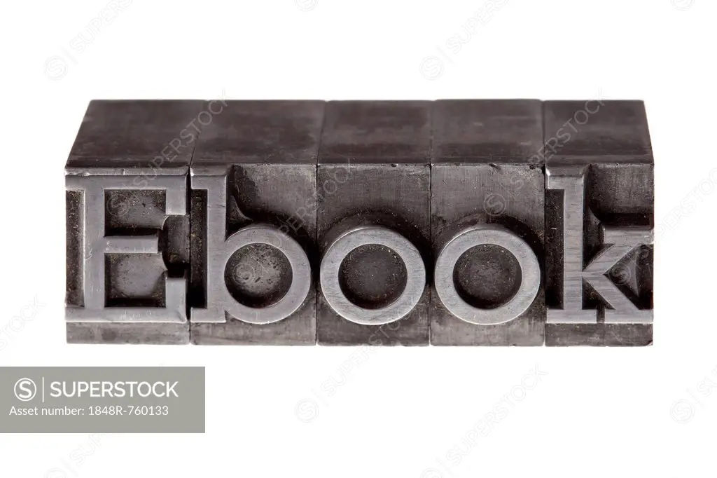 Old lead letters forming the word Ebook