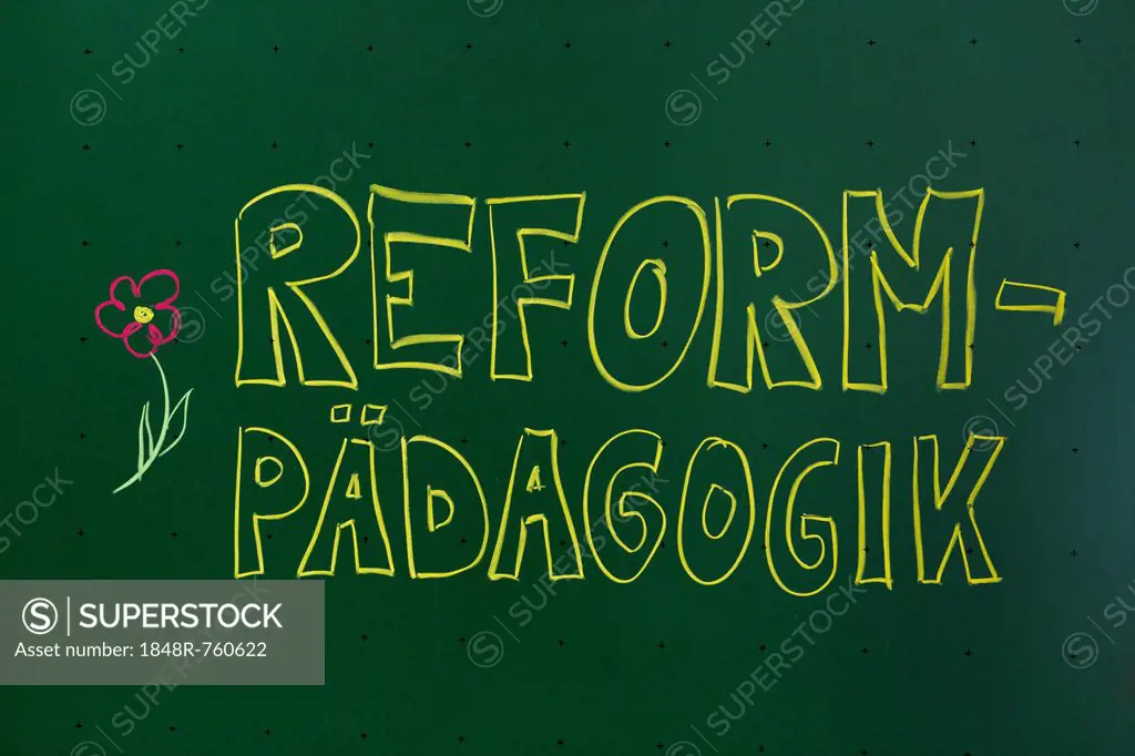 Reformpädagogik, German for progressive education, written with chalk on a blackboard, Germany