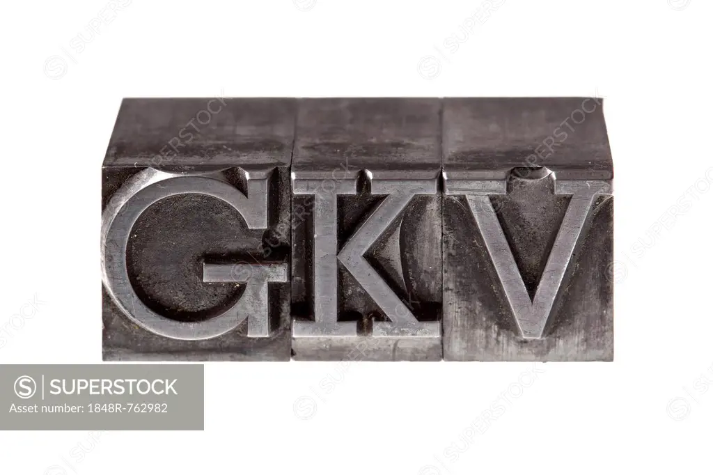 Old lead letters forming the acronym GKV