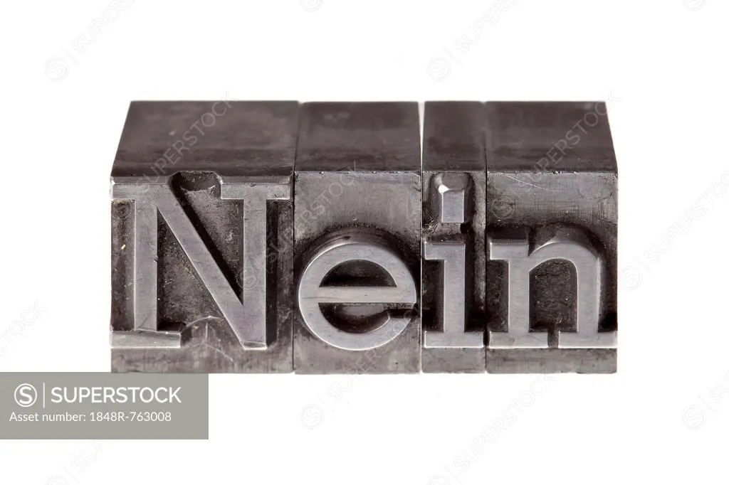 Old lead letters forming the word Nein, German for No