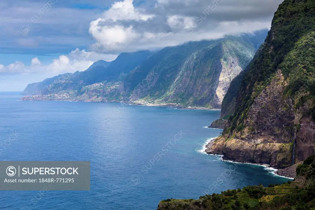 The cliff coast near Seixal, S. Vicente, Seixal, Madeira, Portugal