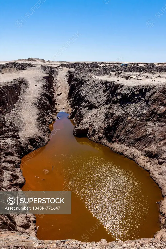 Salt lake in a former tin mine, Skelettküste, Namibia