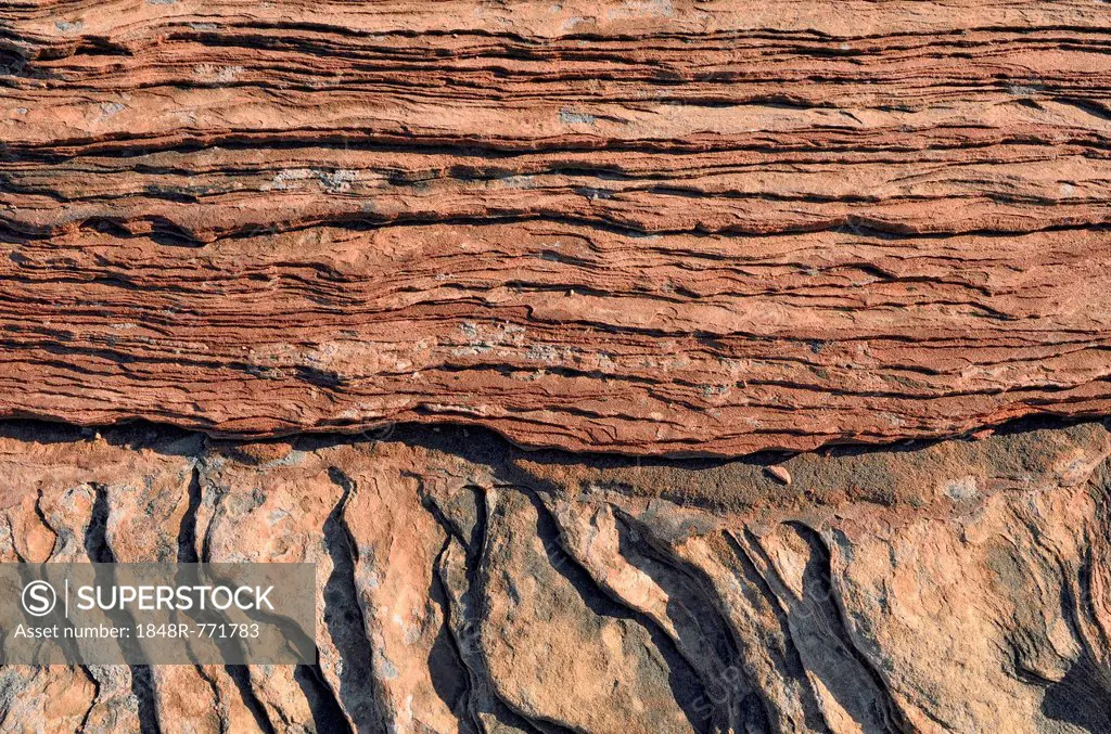 Red sandstone, rock structure, Glen Canyon Dam, Lake Powell, Page, Arizona, United States