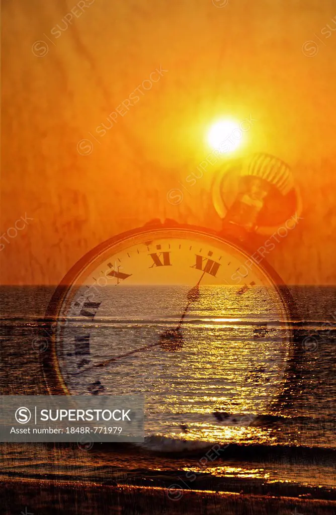 Pocket watch, sunset