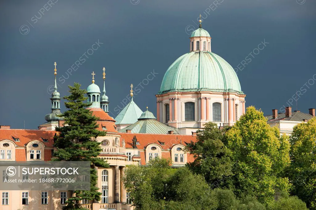 Dome of St. Nicholas Church, Lesser Town, Prague, Czech Republic, Europe
