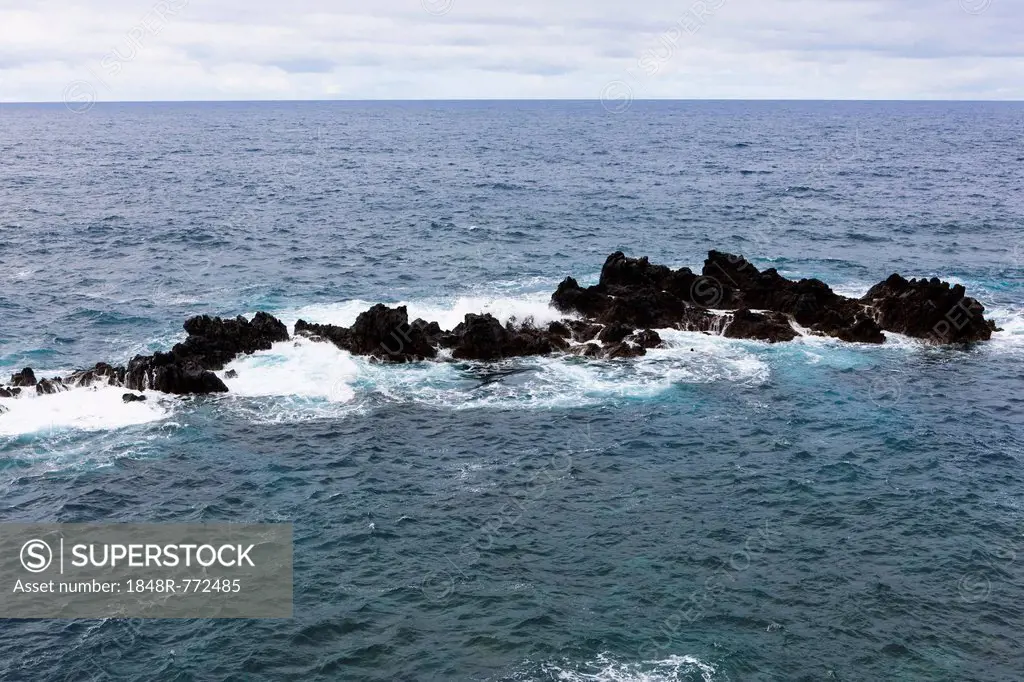 Reef in the Atlantic Ocean near Porto Moinz, Lanceiros, Porto Moniz, Madeira, Portugal