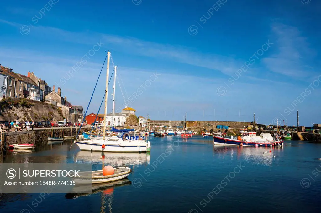 Harbour with fishing boats, Mevagissey, Cornwall, England, United Kingdom