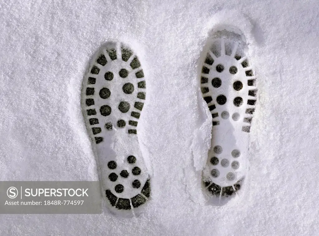 Shoeprints in snow, Germany