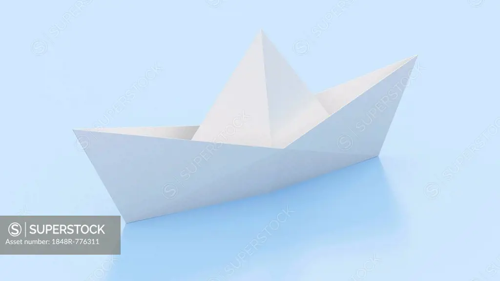 Paper boat, 3D illustration