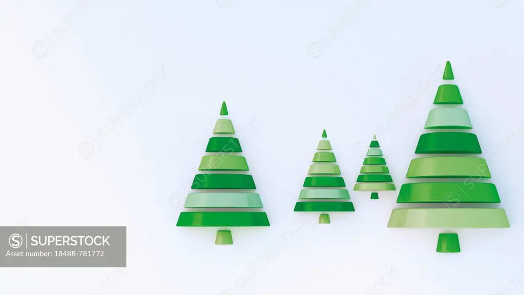 Fir trees, 3D illustration