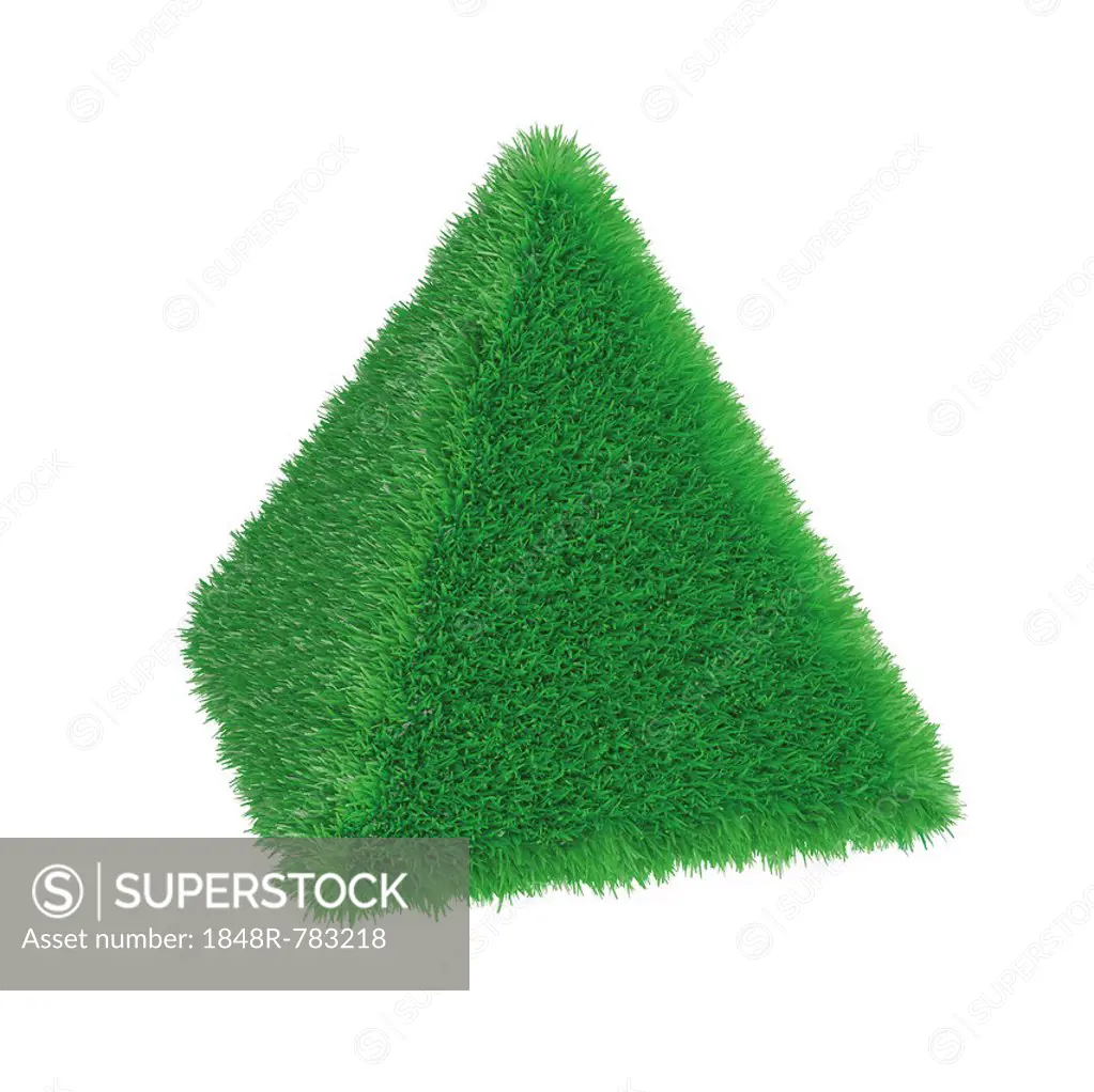Pyramid covered with grass, 3D illustration, concept, environment, ecology, nature