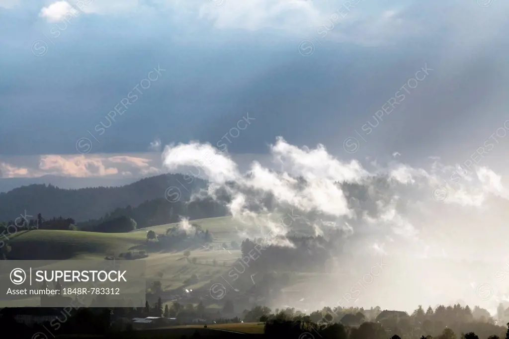 Bad weather over St. Peter, St. Peter, Black Forest, Baden-Württemberg, Germany