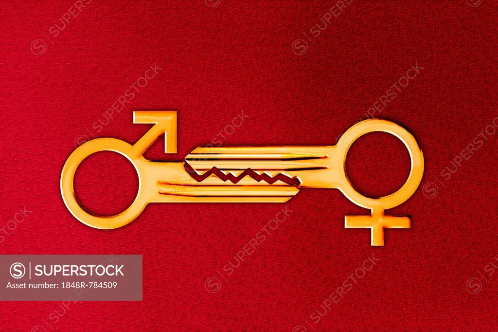 Keys with the symbols for Mars and Venus, illustration