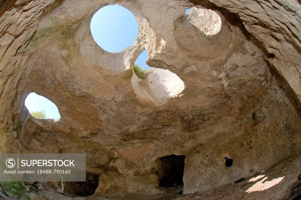 Light windows, cave in Cave City, Chufut-Kale, Baqla, Skalistoye, Crimea, Ukraine