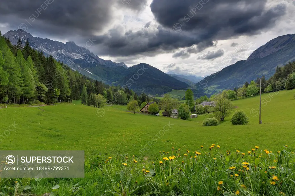 Dramatic clouds over the alpine landscape, Schaidasattel pass, Schaidasattel pass, Karawanks, Zell-Schaida, Carinthia, Austria