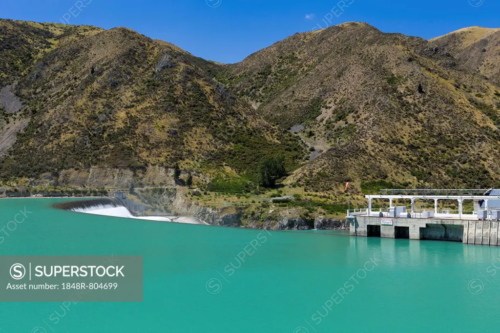 Dam on the the Waitaki River, Kurow, Otago Region, New Zealand