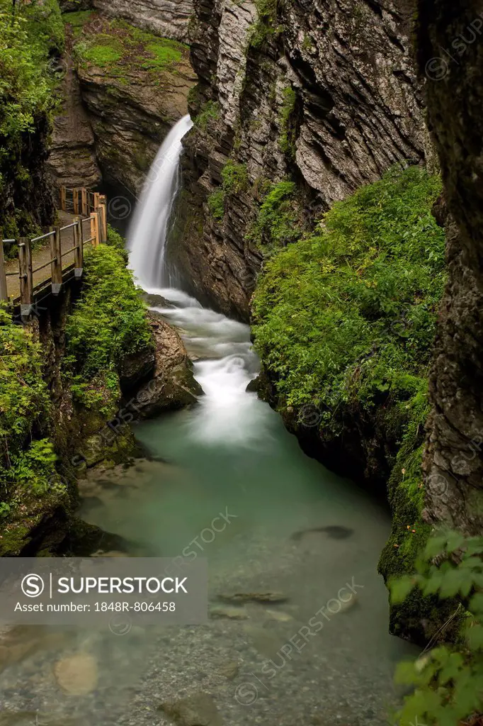 Thur Waterfall near Wildhaus in Toggenburg, Alpstein Range, Switzerland, Europe