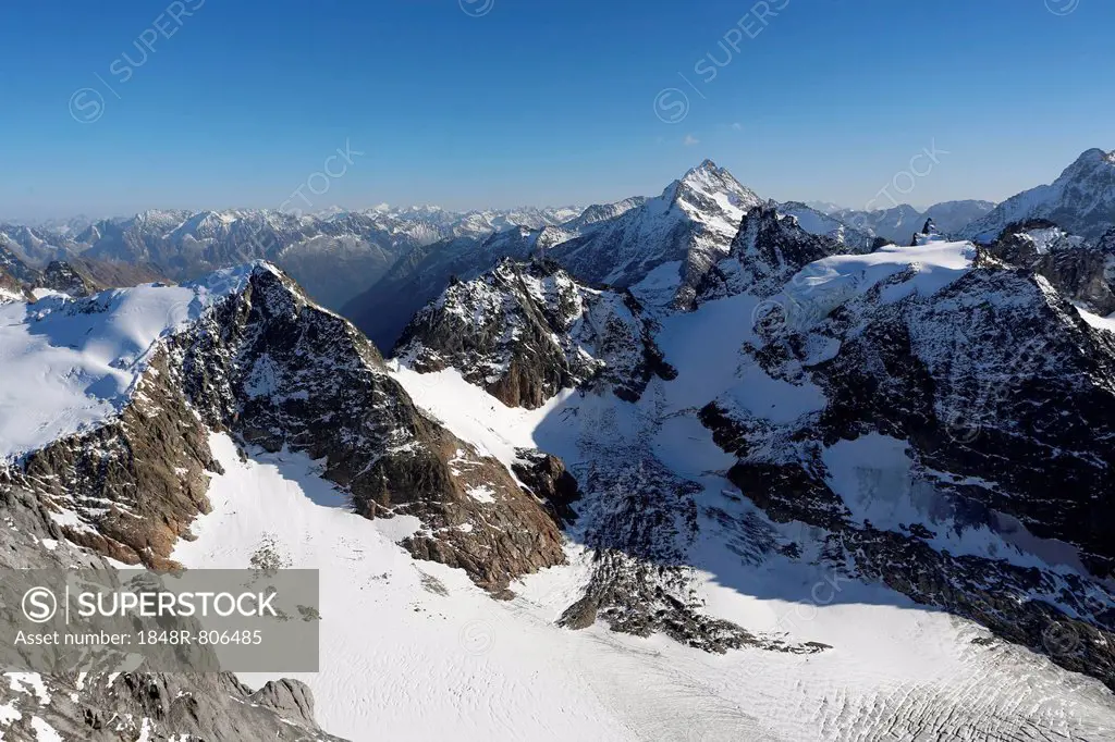 View from Titlis Mountain towards the Central Swiss Alps, Obwalden, Switzerland, Europe