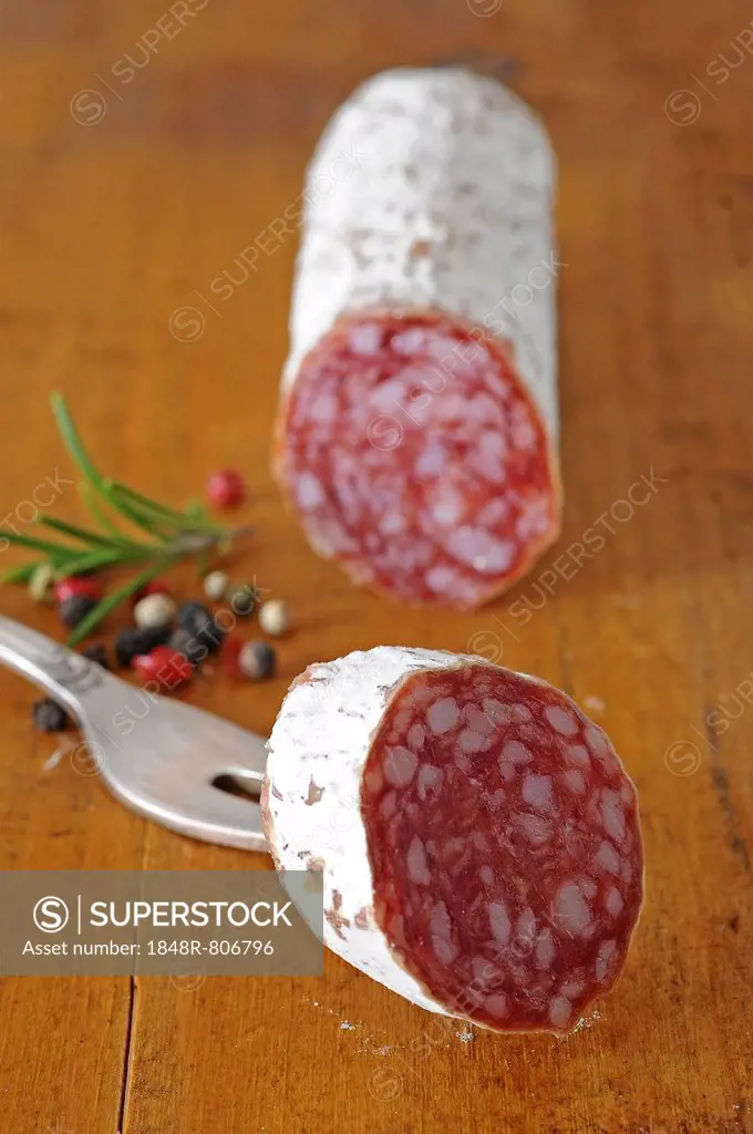 Salami and a slice of salami