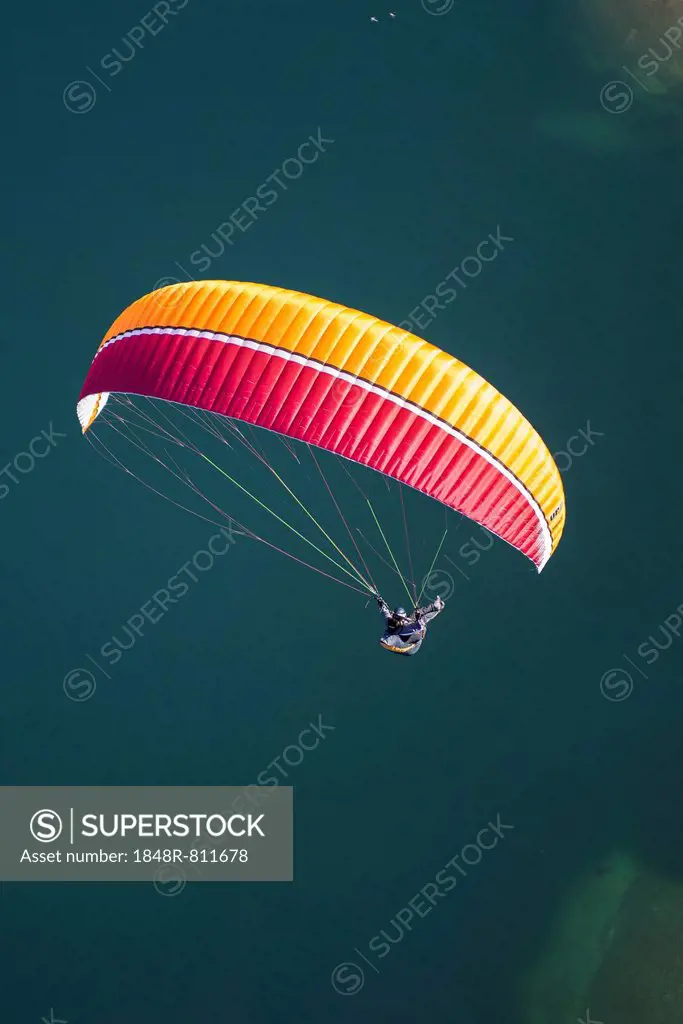 Paragliding over Lake Maggiore, Locarno, Kanton Tessin, Switzerland