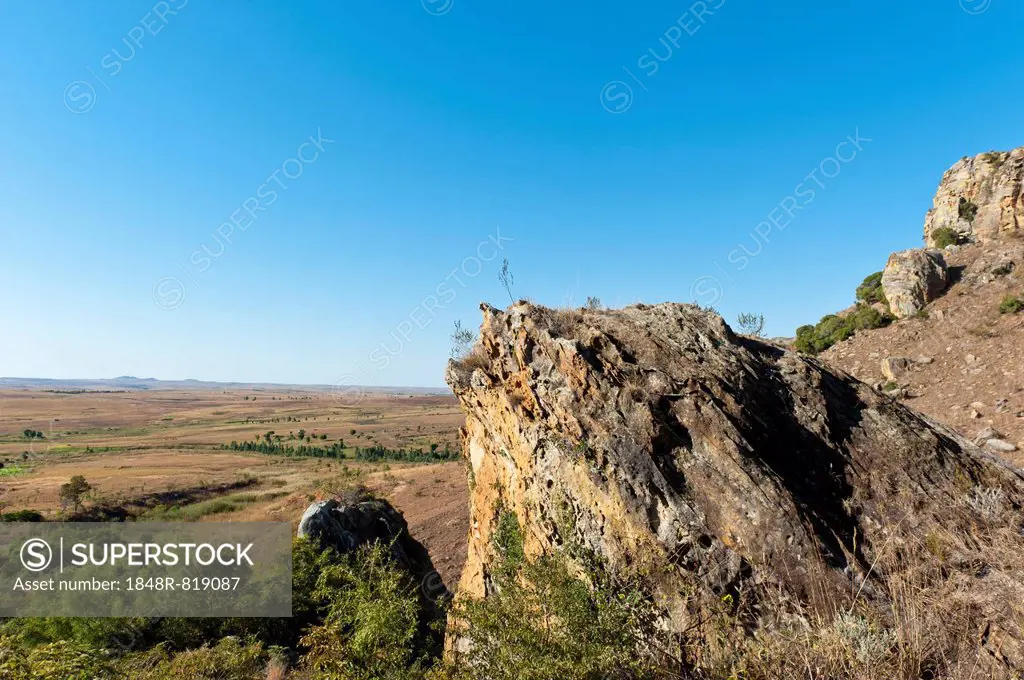 Rocks, wide landscape, Isalo National Park, at Ranohira, Madagascar