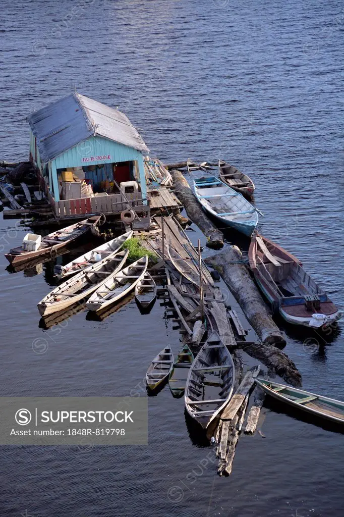 Typical floating house for the Amazon, Tefe, Amazonas Province, Brazil