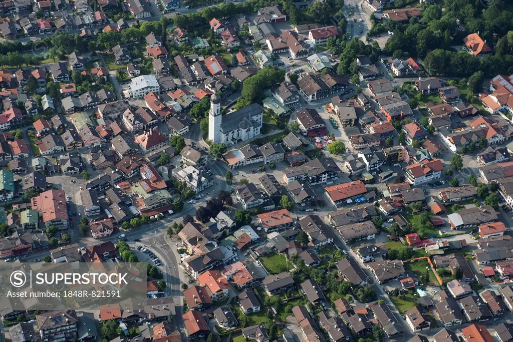 Aerial view, Garmisch, Garmisch-Partenkirchen, Bavaria, Germany