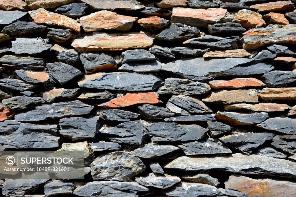 Dry stone wall, natural stones, Carmen Pampa, Yungas, Departamento La Paz, Bolivia