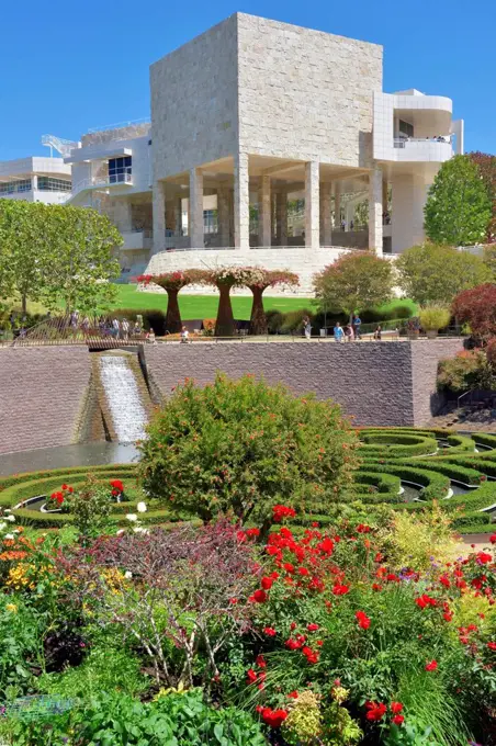 Mediterranean garden in J. Paul Getty Museum, the Getty, Los Angeles, California, USA